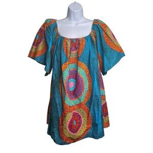 OFUURE By Tehilah Women's Colorful African Print Shift Dress‎ Est. Size S/M Boho